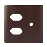 Placa p/ 2 Tomadas + Furo 4x4 - Novara Marrom Fosco